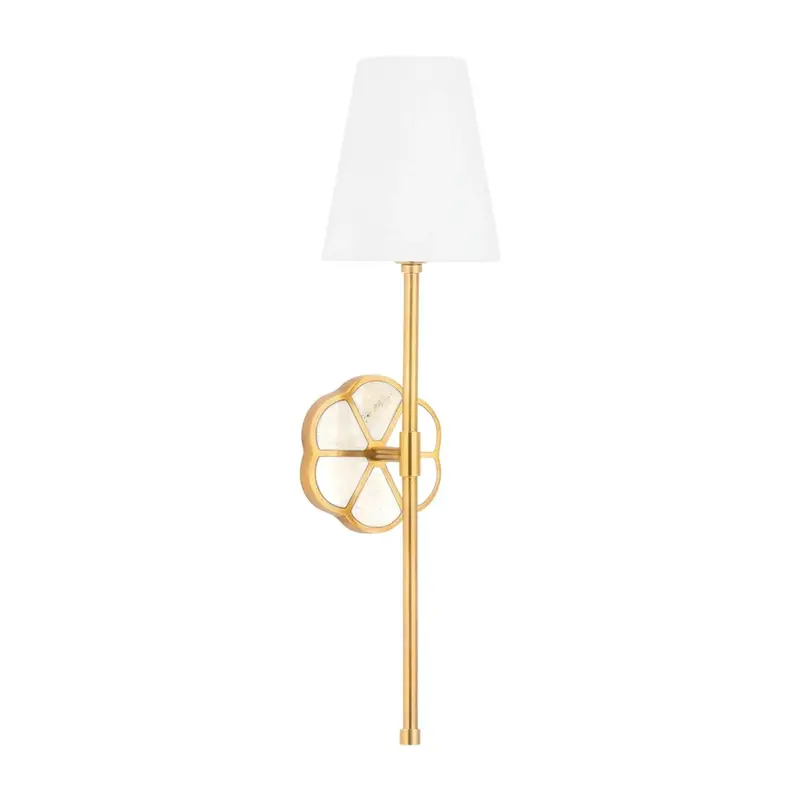Ramona Wall Sconce – Aged Brass Fixture With Bone-Inlay Backplate 1