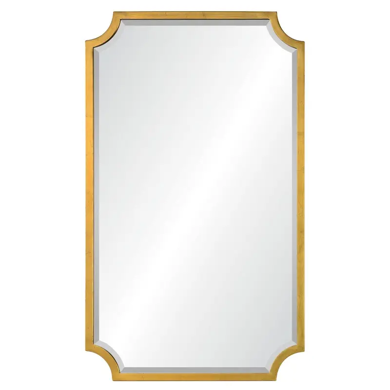 Rectangular Curved-Corner Wall Mirror With Hand-Welded Iron And Burnished Gold Leaf 1