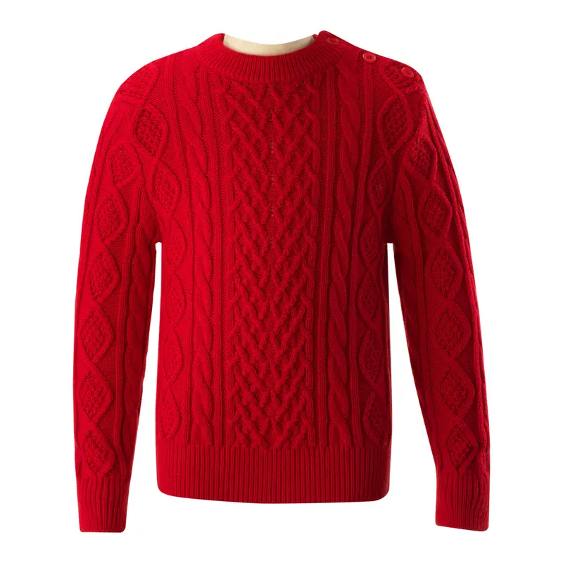 Red Cable-Knit Wool-Blend Sweater – Unisex Fit 1