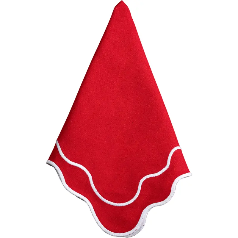 Red Scalloped-Edge Dinner Napkin 1
