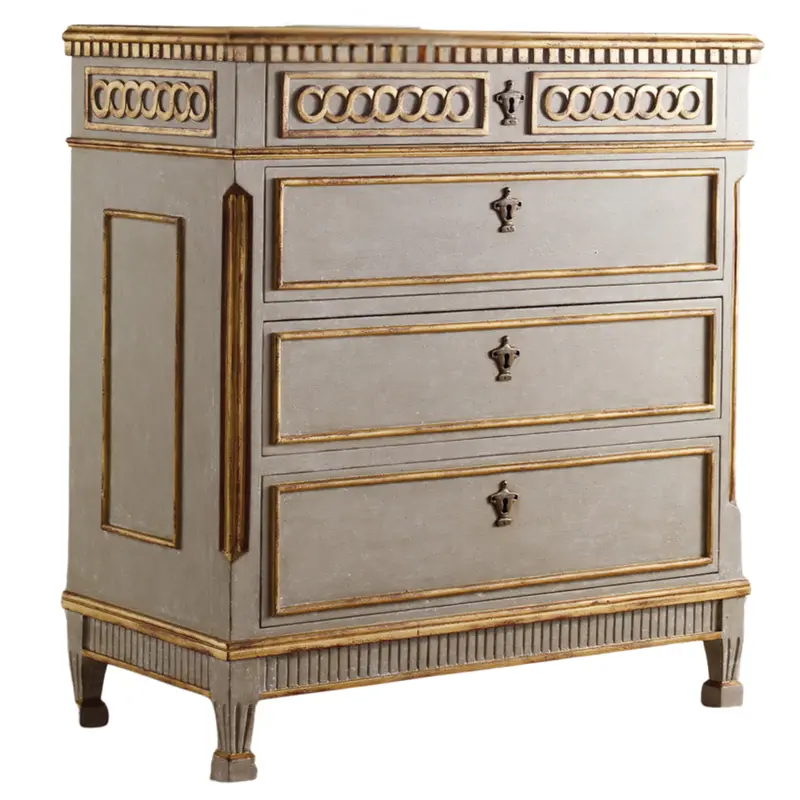 Regency Chest In Antique Grey Finish With Gilded Accents 1