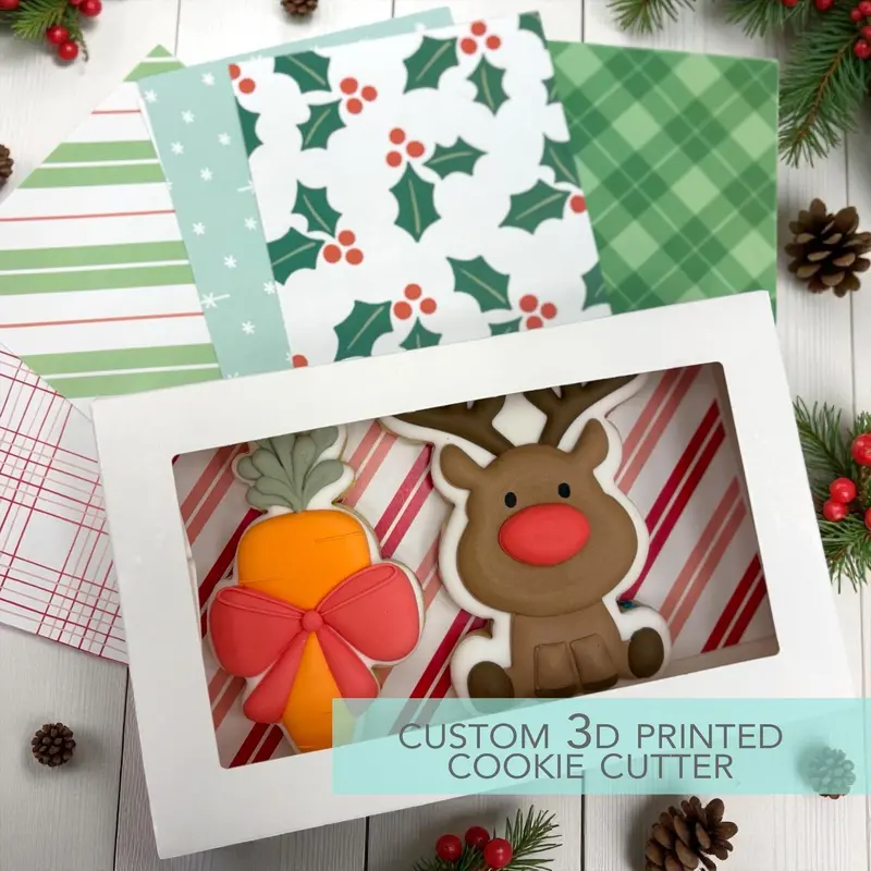 Reindeer Treats Cookie Cutter Set – 2-Piece Festive Animal Pair, 3D Printed 1