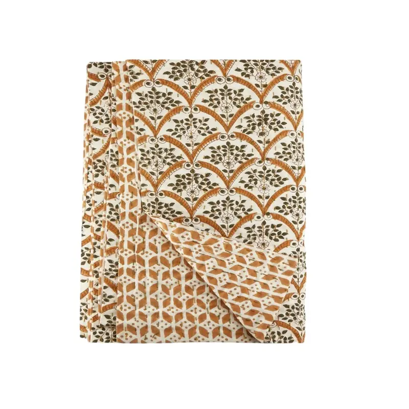 Reversible Flora-Print Throw Blanket And Coverlet 1
