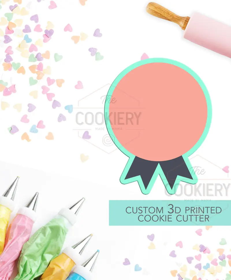 Ribbon Badge Cookie Cutter – Vintage Award-Inspired Baking Shape 1