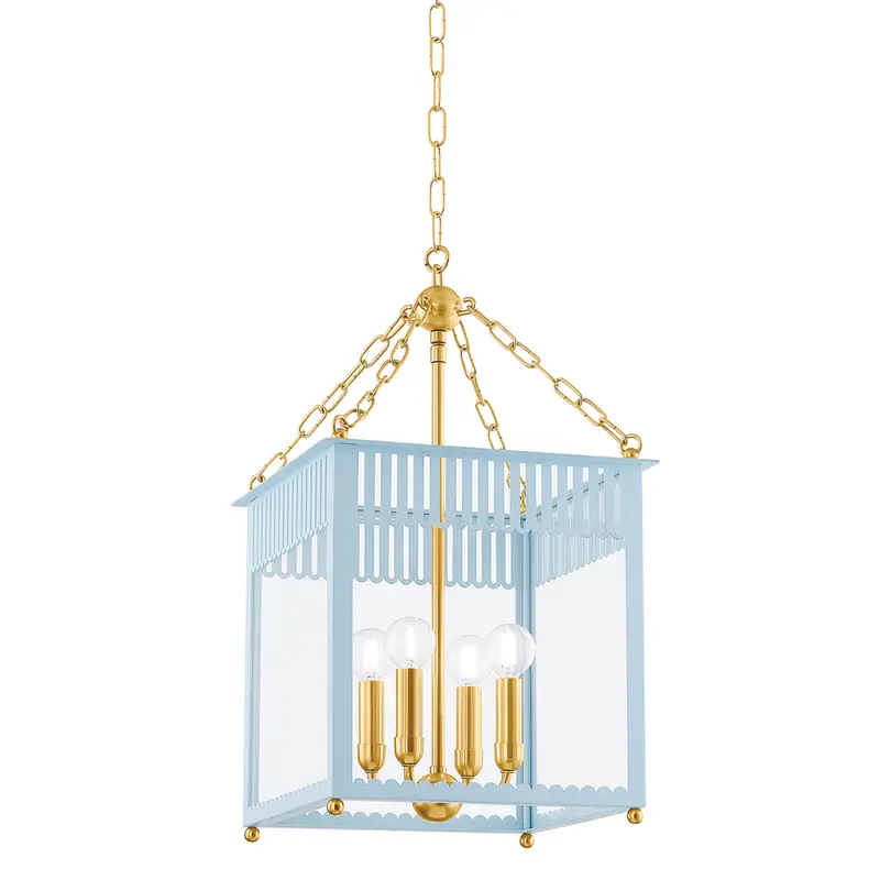 Rosalie Arctic Blue Traditional Box Lantern Chandelier 1