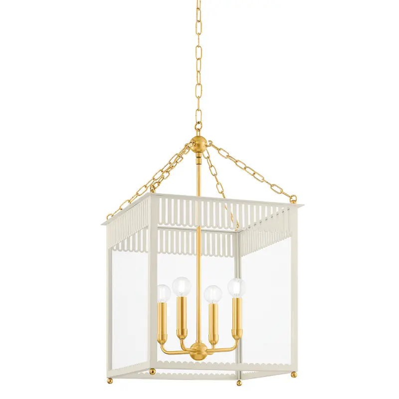Rosalie Soft White Traditional Box Lantern Chandelier 2