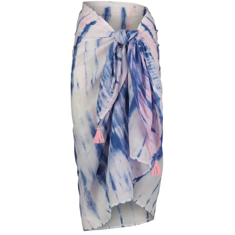 Rose-And-Blue Shibori Cotton Pareo – Saline Collection 1