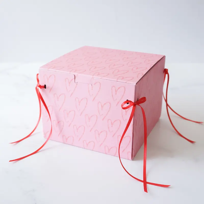 Rose-Tone Cookie Gift Box With Decorative Ribbon – Set Of 5 1