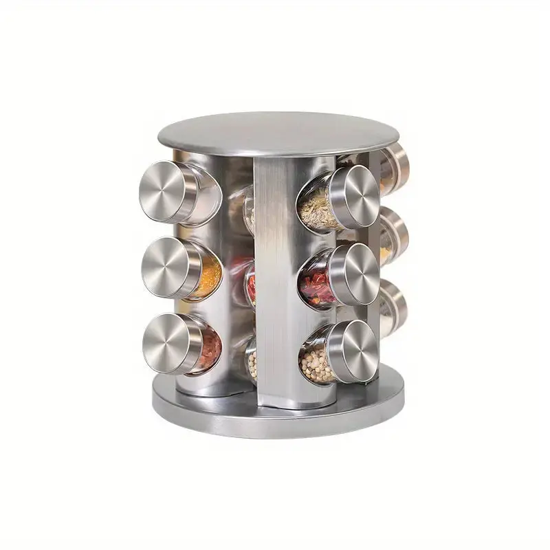 Rotating Stainless Steel Spice Organizer – Two-Size Carousel For Kitchen Cabinets 1