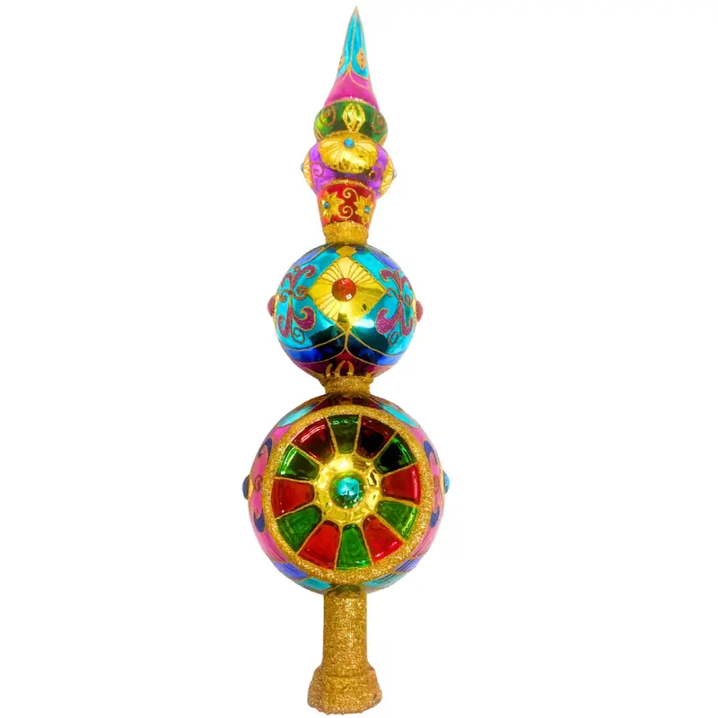 Ruby-Colored Sparkling Gem Finial Tree Topper 1