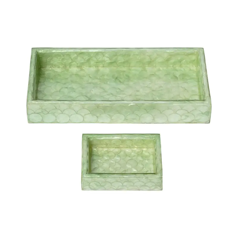 Sage Green Capiz Shell Serving Trays – Pair 1