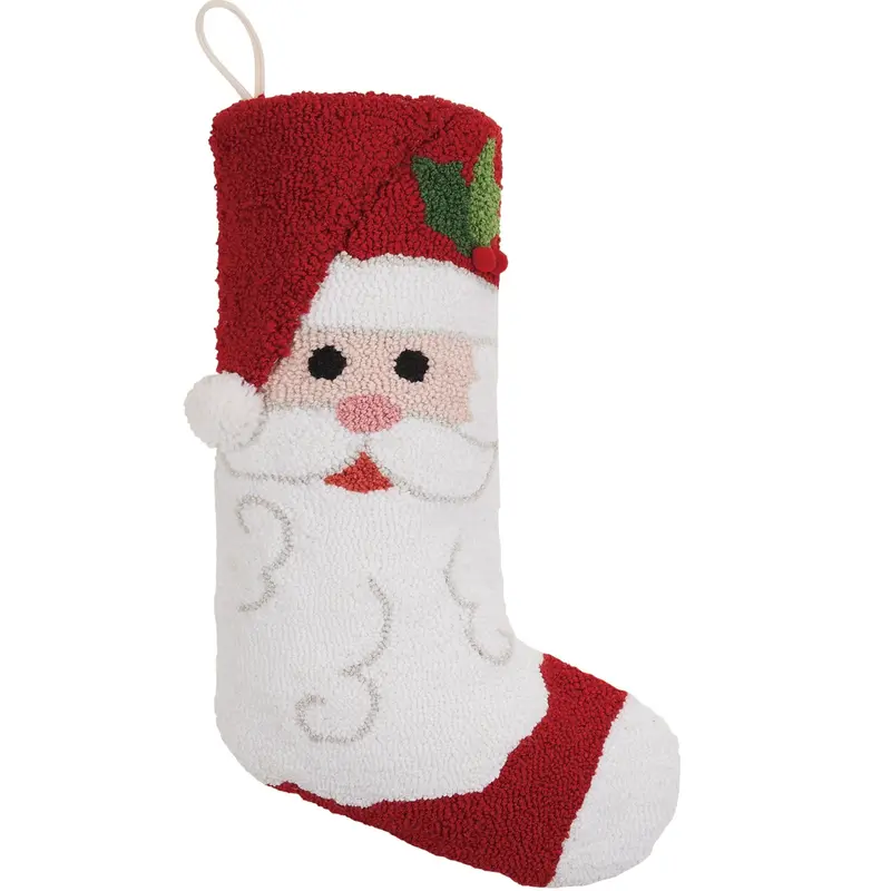 Santa Claus Pom-Pom Hook Stocking – Holiday Hanging Decor 1