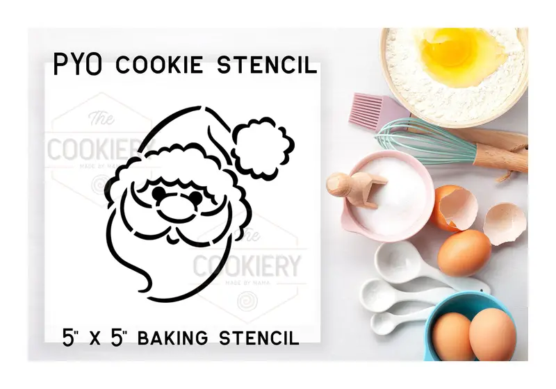 Santa Claus Portrait Stencil – Festive Paint-Your-Own Cookie & Airbrush Template 1