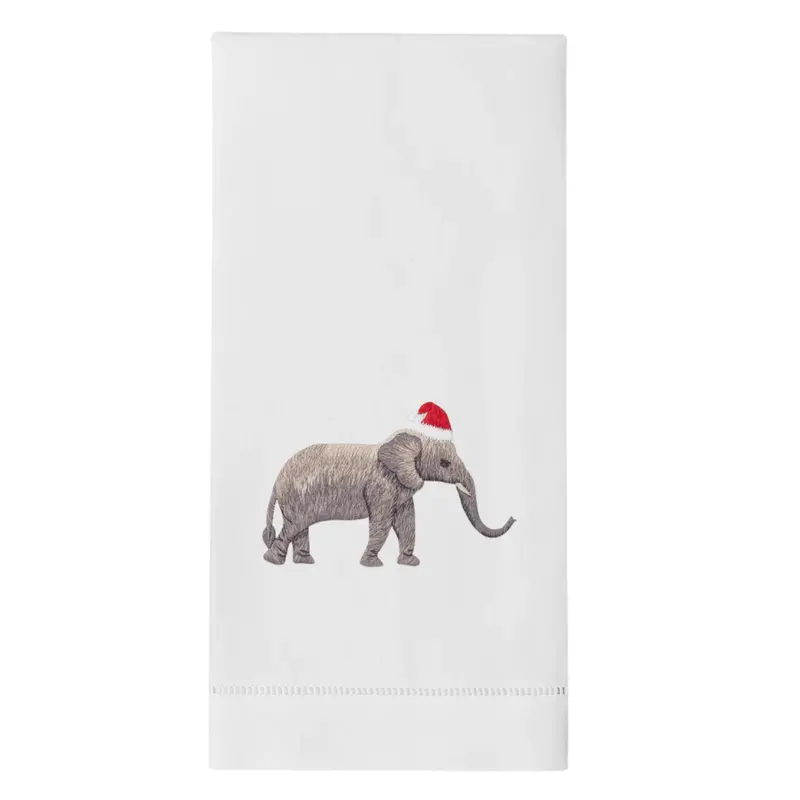 Santa Hat Elephant Design Christmas Hand Towel Set 1