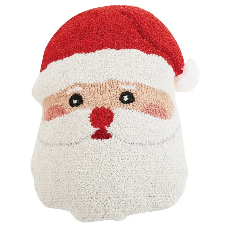 Santa’S Face Holiday Pillow – Festive Hook-Style Decor 1