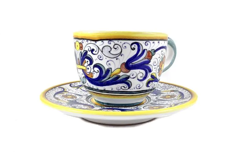Sberna Deruta Cappuccino Cup And Saucer Set – Hand-Decorated 1