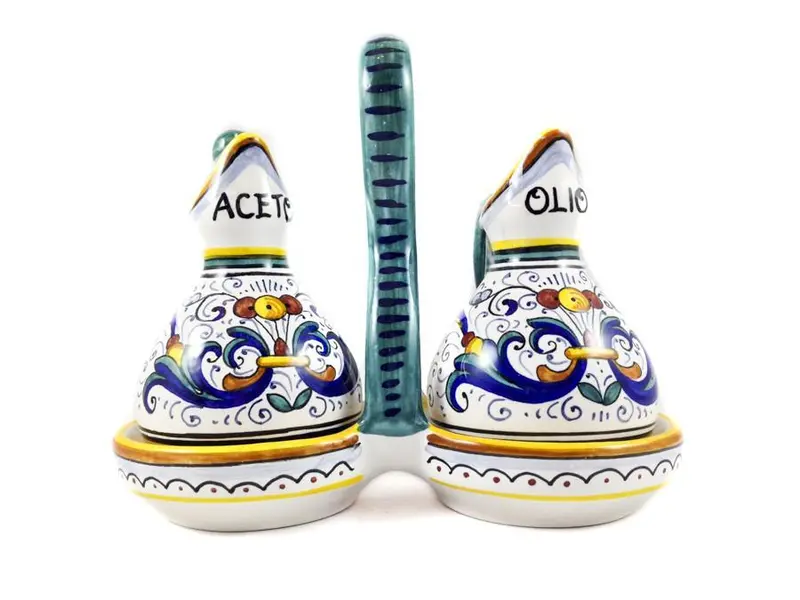 Sberna Deruta Oil And Vinegar Cruet Set – Hand-Painted Pair 1