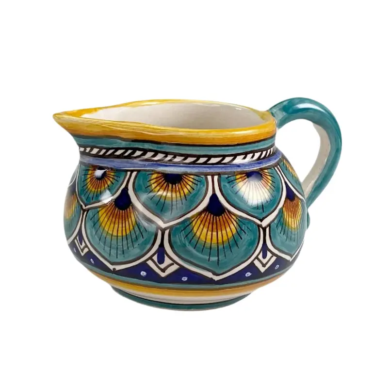 Sberna Peacock Aqua Creamer – Stylish Ceramic Dairy Pourer 1
