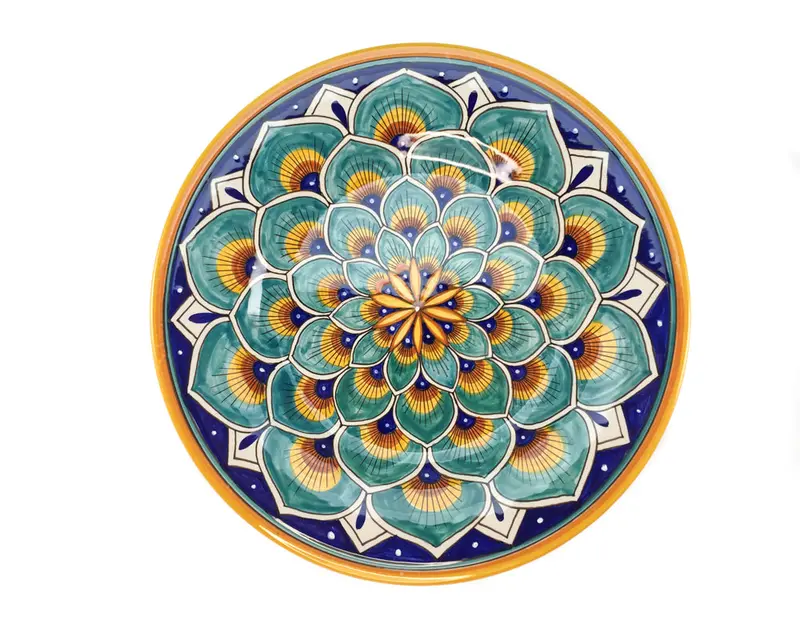 Sberna Peacock-Aqua Geometric Serving Bowl – 25 Cm 1