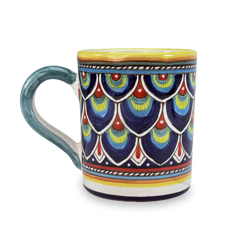 Sberna Peacock-Blue Geometric Grande Ceramic Mug 1