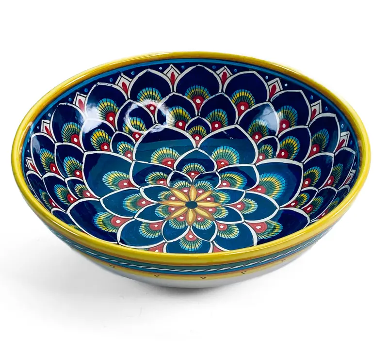 Sberna Peacock-Blue Geometric Serving Bowl – 25 Cm 1