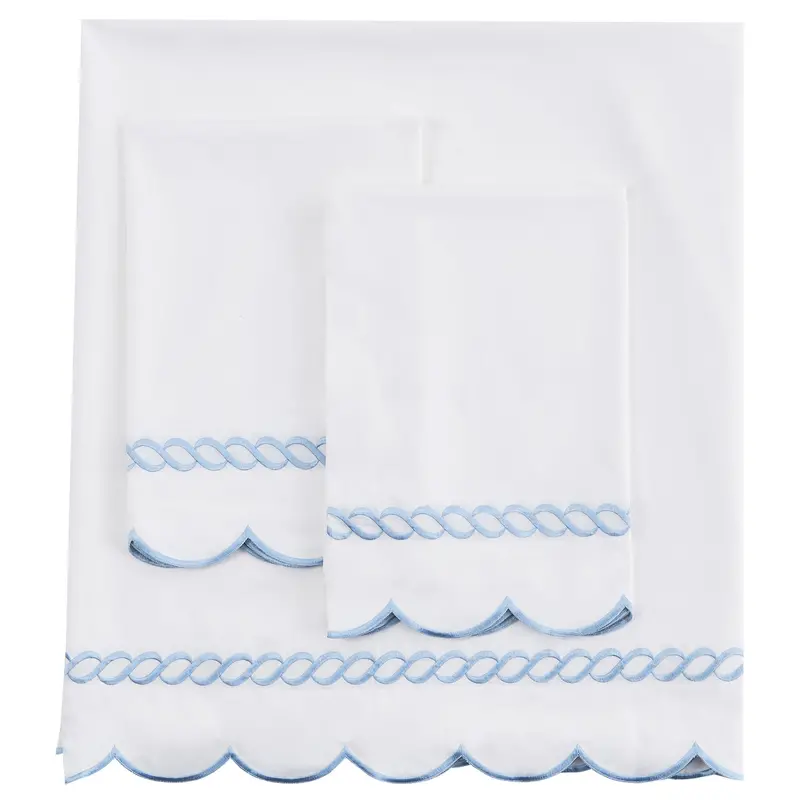 Scallop-Rope Embroidered Cotton Percale Sheet Set 3