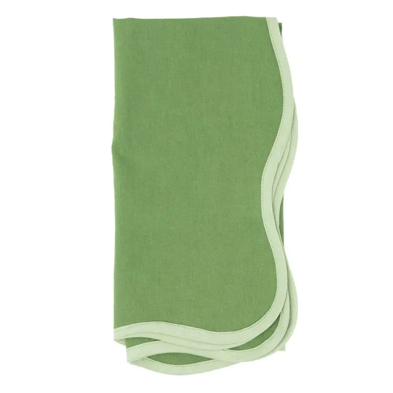 Scalloped Edge Green Napkin Set 1