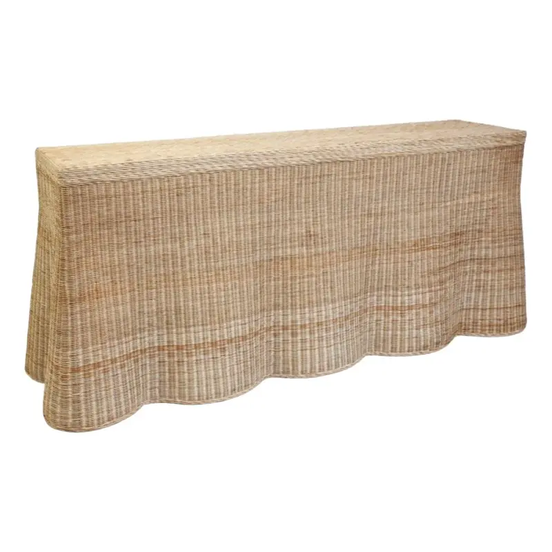 Scalloped Harvested Rattan 84-Inch Console Buffet Table 1