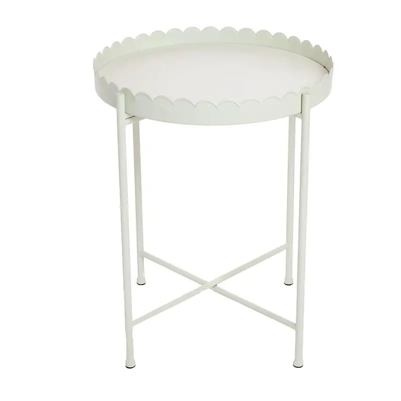 Scalloped Round Accent Side Table – Elegant Living Room Piece 1