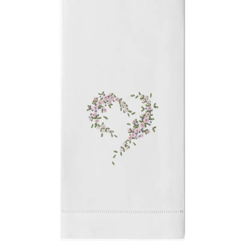 Scatter Flower And Heart Motif Cotton Hand Towels 1