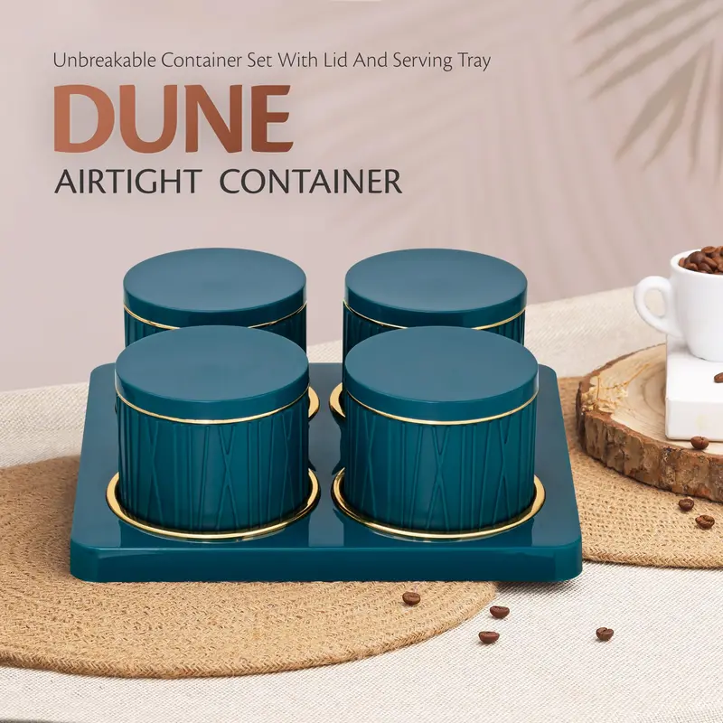 Selvel Dune Dry Fruit Storage Kit – 4-Piece Airtight Blue Container Tray Set 1