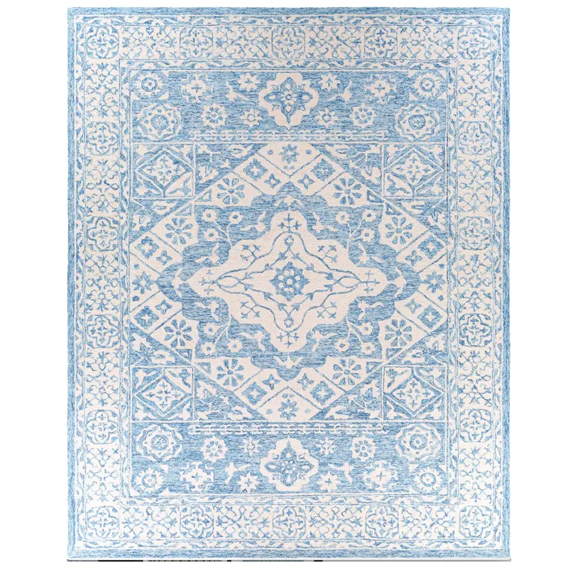 Serafina Blue & Ivory Handmade Area Rug – Elegant Persian-Style Floor Covering 1