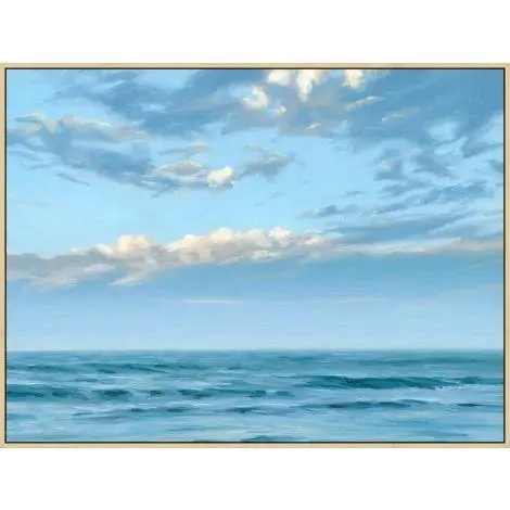 Serene Waves Canvas Wall Art With Gold Floater Frame 1