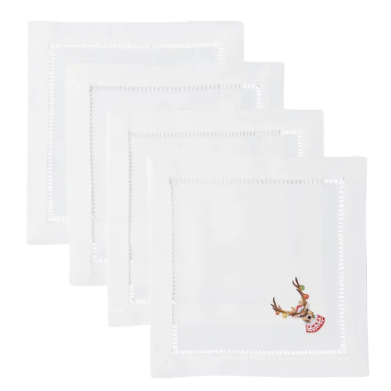 Set Of Four Antler-Shaped Ornament Cocktail Napkins 1