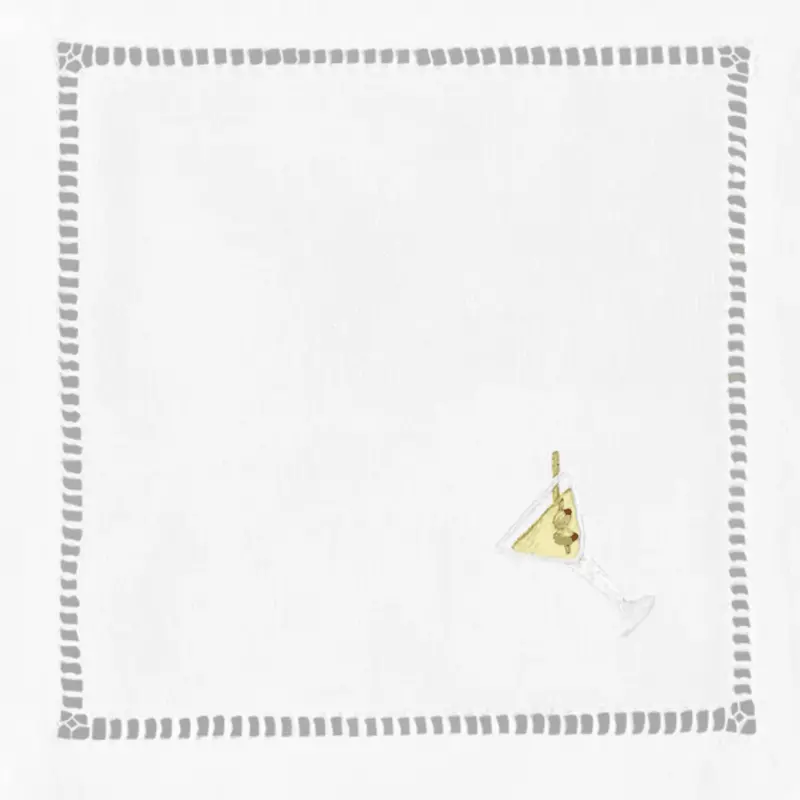 Set Of Four Martini Cocktail Napkins — Crisp White Cotton 1