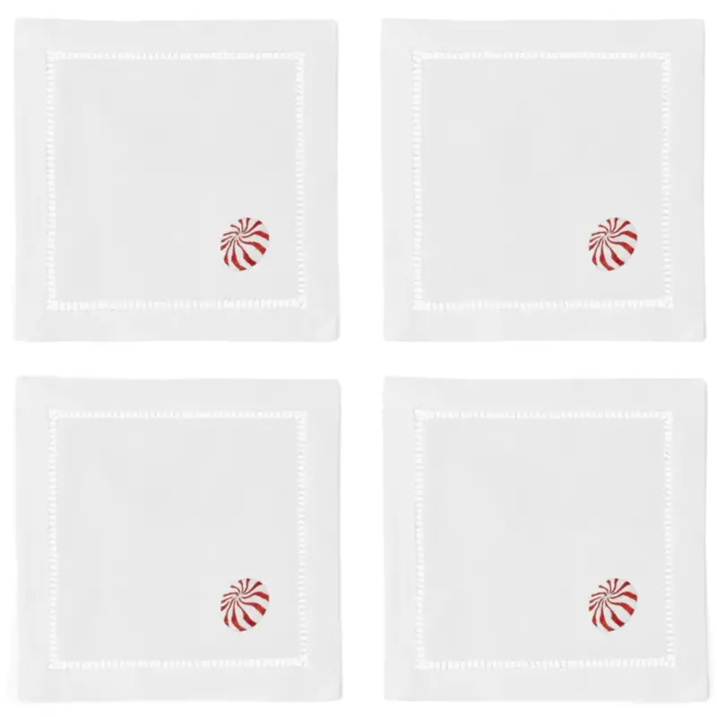 Set Of Four Peppermint Candy–Inspired Christmas Napkins 1