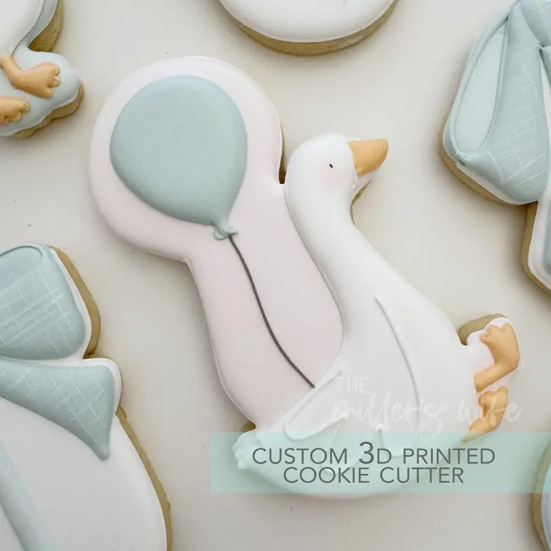 Silly Goose Sitting While Holding Balloon Cookie Cutter – Playful 3D Printed Shape – Tck34210 1