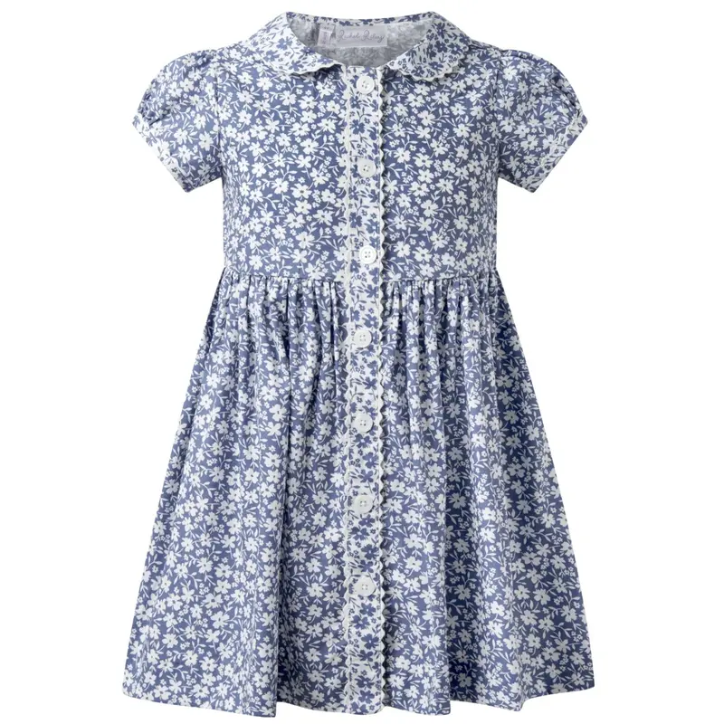 Sky Blue Floral Button-Front Summer Dress 1