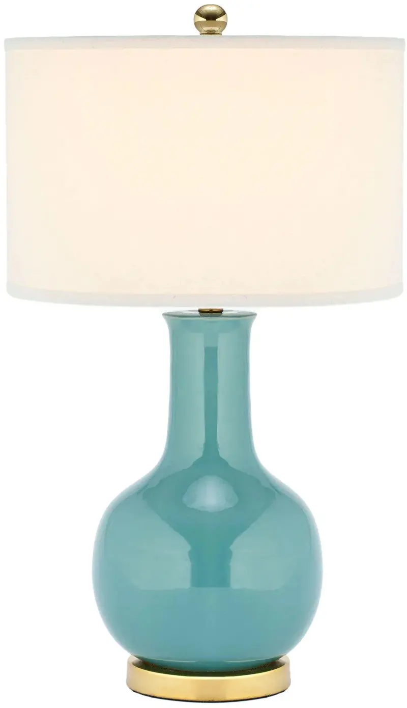 Sky Blue Glazed Ceramic Gourd Table Lamp – Handcrafted Indoor Accent 1
