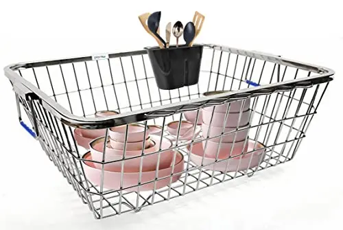 Slim-Line Steel Dish Basket – Compact Kitchen Sink Strainer 1