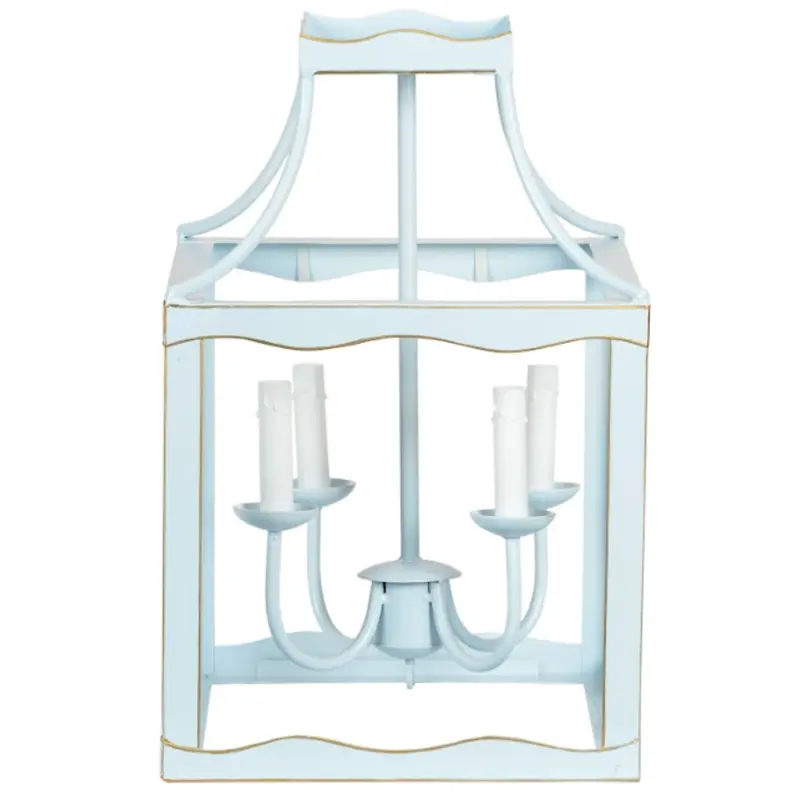 Soft Blue And Metallic Gold Medium Decorative Lantern 1