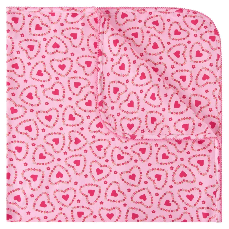 Soft Floral Heart-Design Knit Blanket 1