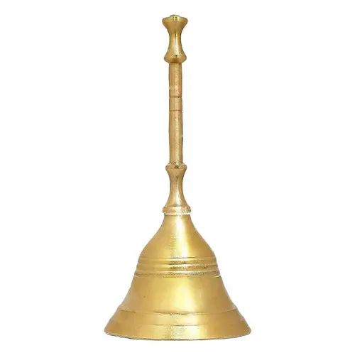 Solid Brass Pooja Bell (Ghanti) – Handcrafted Temple Bell (2 Height Options) 1