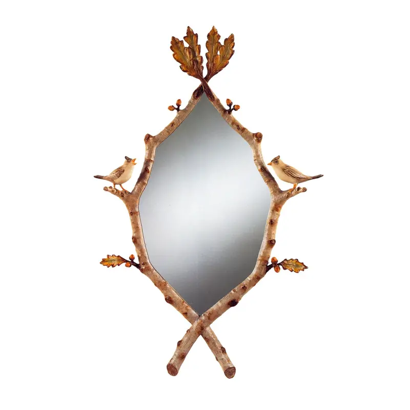 Songbirds Wall Mirror – Choose From Matte Black Or Antique Brass Finish 1