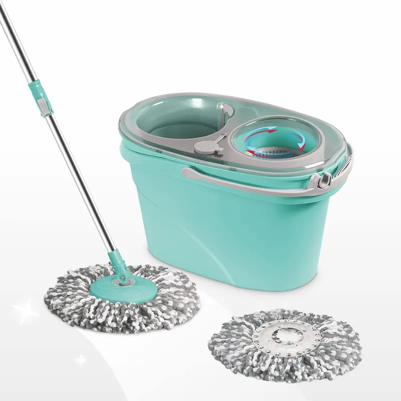 Spotzero Twin Star Spin Mop By Milton – Stainless Steel Wringer, Dual-Compartment Bucket System 1