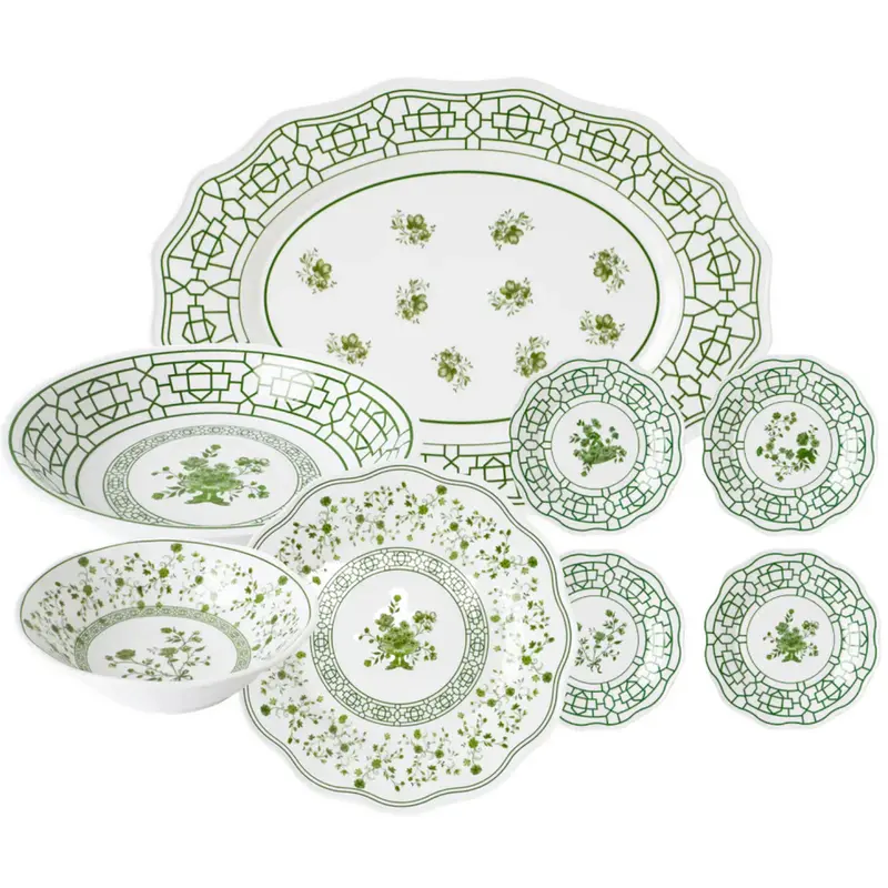 Spring Green Melamine Dinnerware Set 6