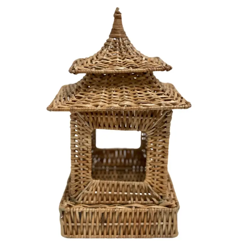 Square Wicker Pagoda Decorative Accent 1