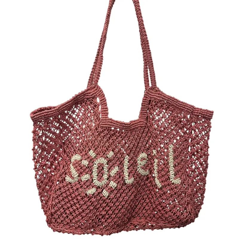 St Jean Jute Beach Tote Bag Featuring 'Soleil' Design 1