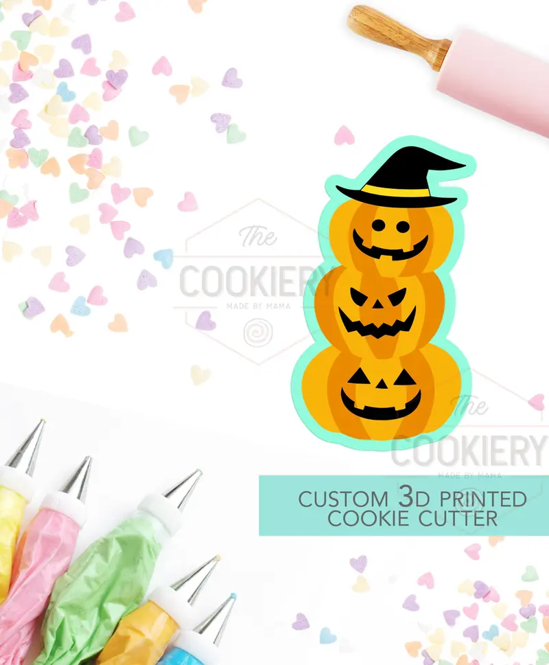 Stacked Pumpkins Cookie Cutter – Dimensional Halloween Baking Shape 1