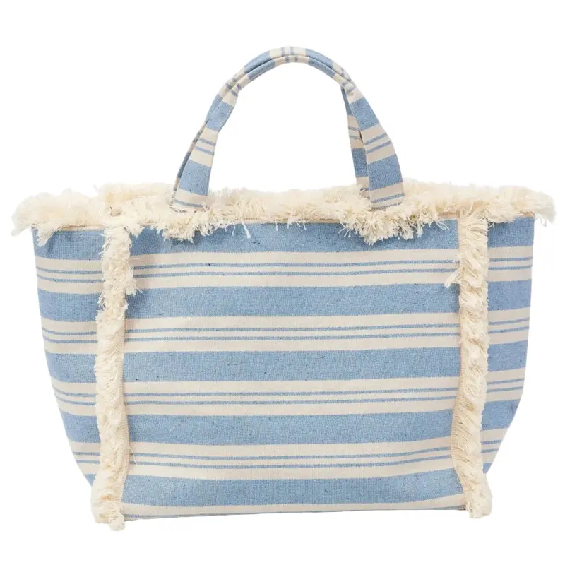 Striped Canvas Beach Tote – Spacious & Durable 1